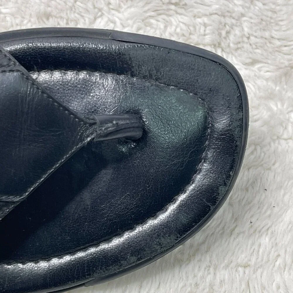 Y2K Vintage Gucci Women's Black Guccissima Leather Flat Thong Sandals Size 6.5/7 - Picture 10 of 11